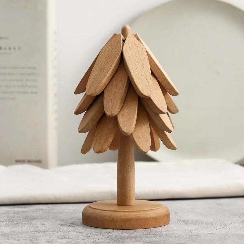 Black Walnut Christmas Tree Folding Coaster