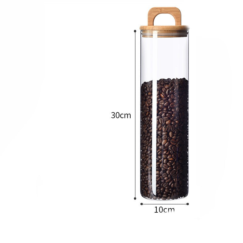 Multi Functional Transparent Wood Handle Sealed Jar