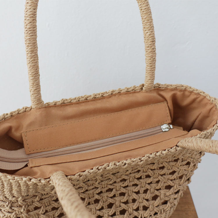 Women's Straw Woven Hollow Hand-held Bag