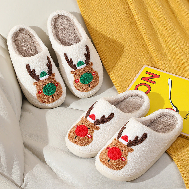 Winter Home Elk Soft Cozy Bedroom Slipper