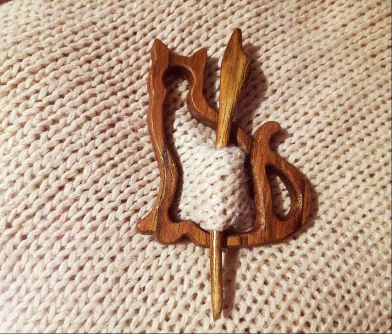 Wooden Brooch Scarf Pin