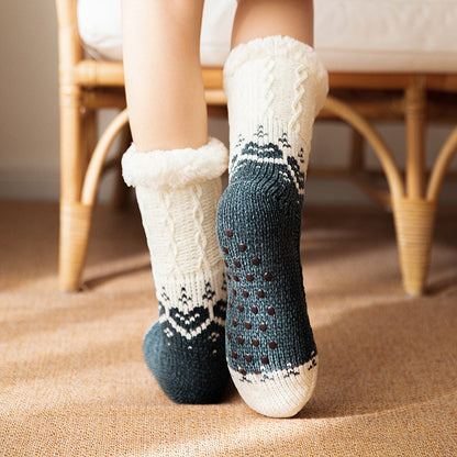 Love Knitted Plush Floor Socks Winter Warm Non-slip Carpet Socks