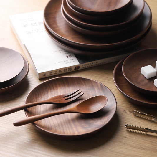 Wooden Fruit Bowl, Round — Japanese-Style Wood Serving Plate