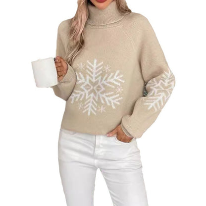 High Collar Christmas Sweaters Women's Clothing