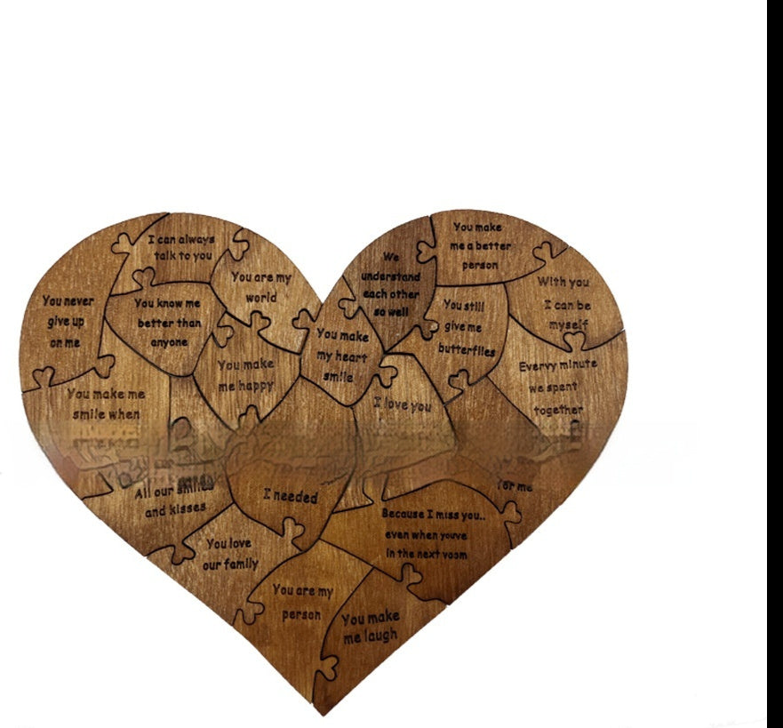 Reasons Why I Love You Wooden Heart Puzzle Romantic Jigsaw Puzzle