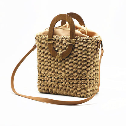 Women's One-shoulder Hand-held Grass Hollow Woven Paper Bag