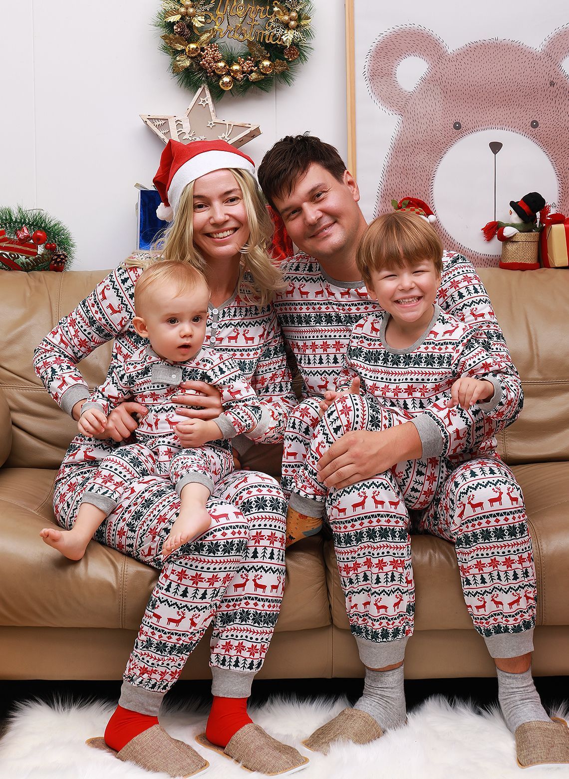 Christmas Family Matching Father Mother Kids Baby Look alike Clothes Set