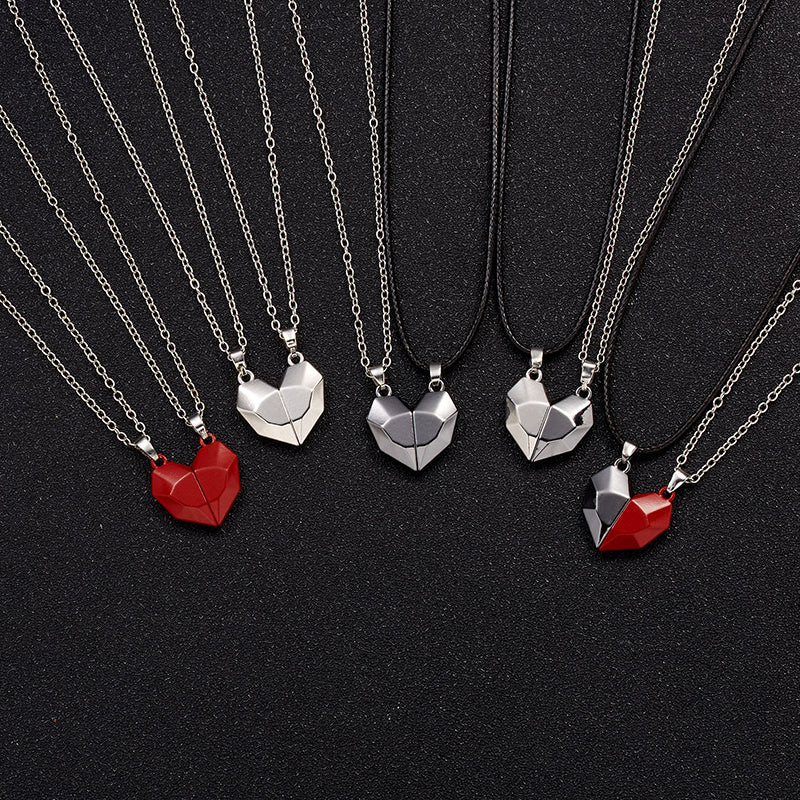 Creative Magnet Love Heart Broken Men And Women Necklace