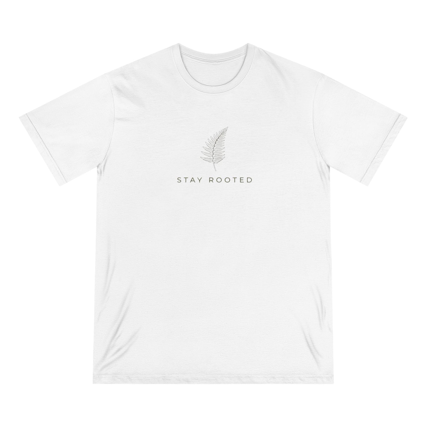 Stay Rooted Organic T-Shirt — Minimal Leaf Graphic, Natural Lifestyle Tee