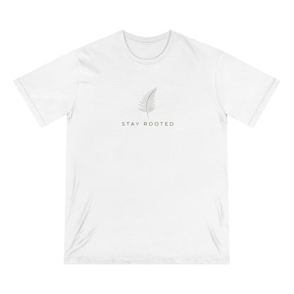 Stay Rooted Organic T-Shirt — Minimal Leaf Graphic, Natural Lifestyle Tee