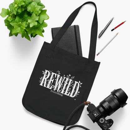 Rewild Everything Organic Canvas Tote — Eco-Friendly Plant Lover Bag