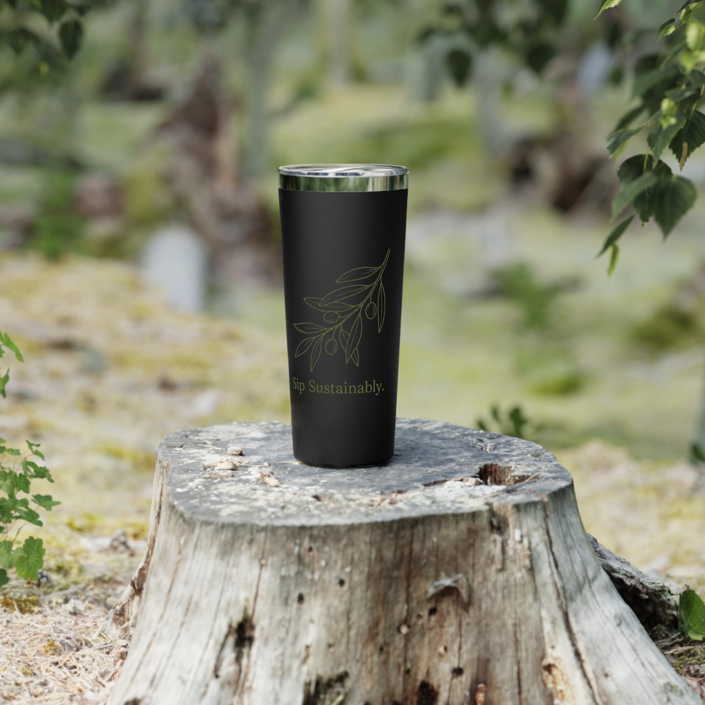 Eco Olive Branch 22oz Insulated Tumbler — "Sip Sustainably"