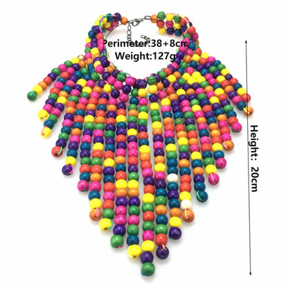 Bohemian Multi-layer Color Wooden Bead Necklace