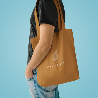 Stay Rooted Tote Bag — Minimal Fern Design Cotton Grocery & Market Bag