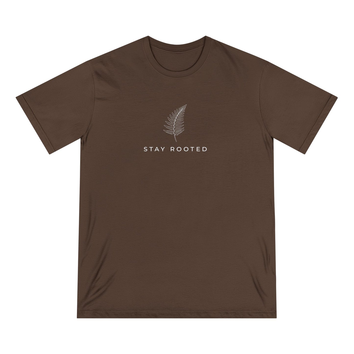 Stay Rooted Organic T-Shirt — Minimal Leaf Graphic, Natural Lifestyle Tee