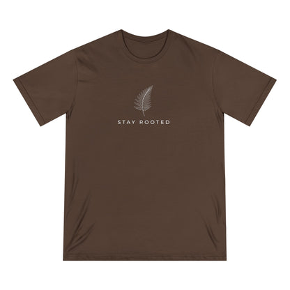 Stay Rooted Organic T-Shirt — Minimal Leaf Graphic, Natural Lifestyle Tee