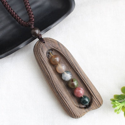 Ancient Long Sweater Wooden Chain
