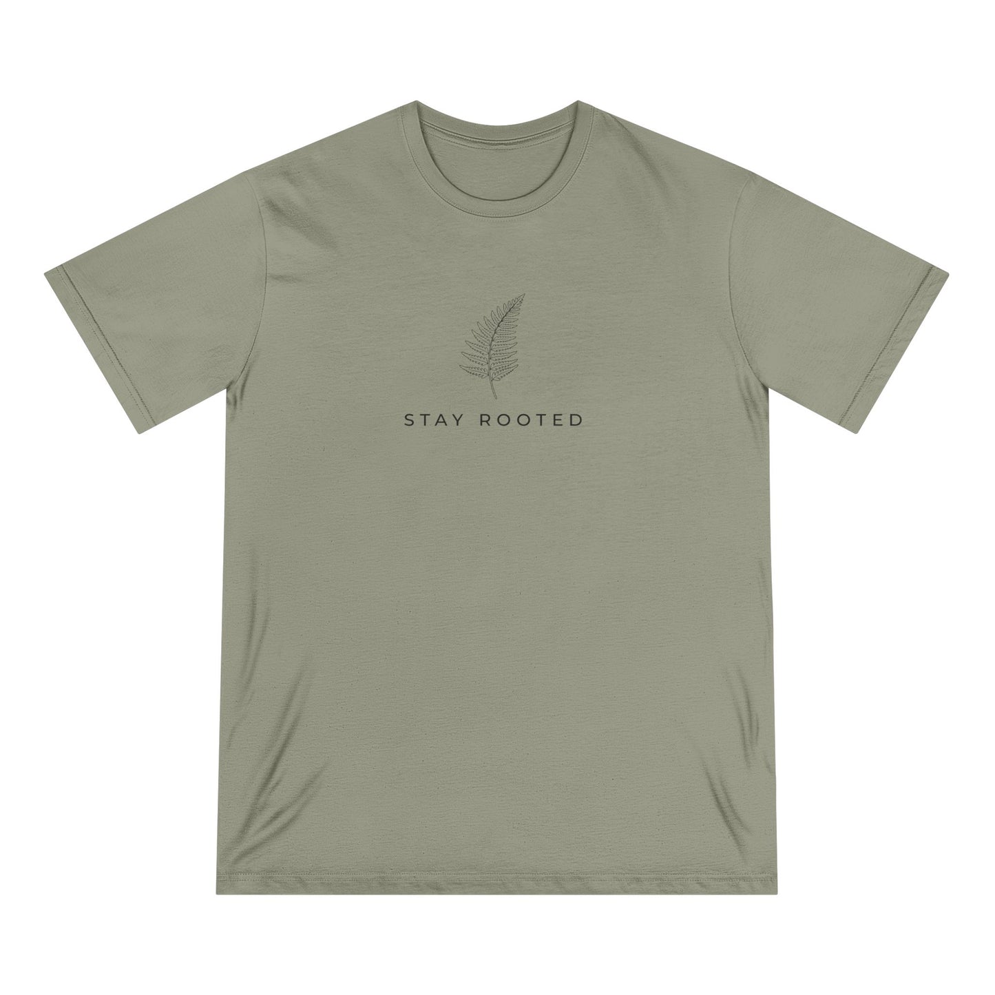 Stay Rooted Organic T-Shirt — Minimal Leaf Graphic, Natural Lifestyle Tee