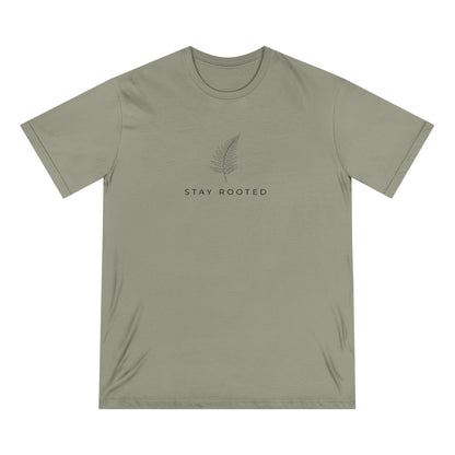 Stay Rooted Organic T-Shirt — Minimal Leaf Graphic, Natural Lifestyle Tee