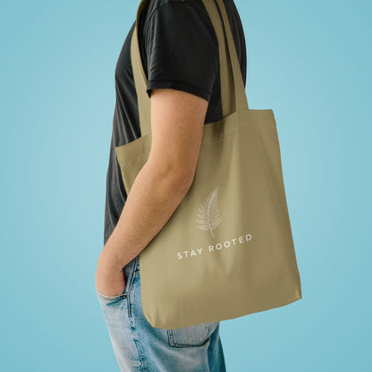 Stay Rooted Tote Bag — Minimal Fern Design Cotton Grocery & Market Bag