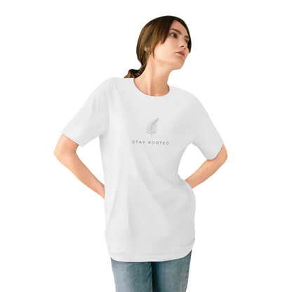 Stay Rooted Organic T-Shirt — Minimal Leaf Graphic, Natural Lifestyle Tee