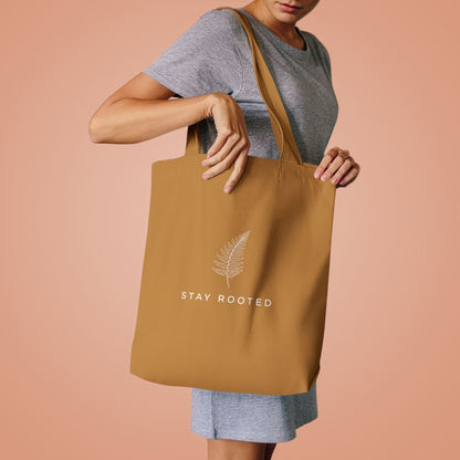 Stay Rooted Tote Bag — Minimal Fern Design Cotton Grocery & Market Bag