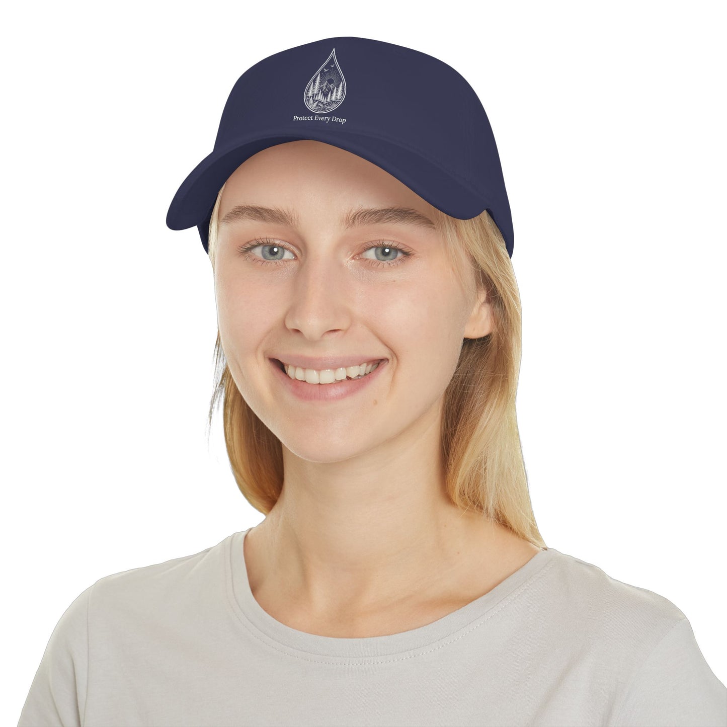 Protect Every Drop Low Profile Baseball Cap — Water Conservation Embroidered Hat