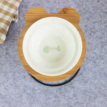 Slanted Pet Bowl with Bamboo Stand