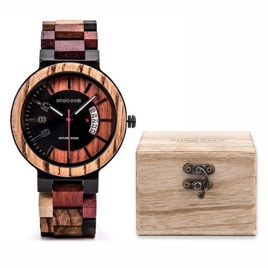 Mineral Strengthened Glass Mirror Wooden watch