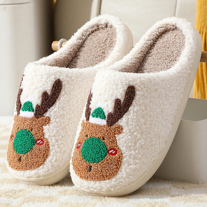 Winter Home Elk Soft Cozy Bedroom Slipper
