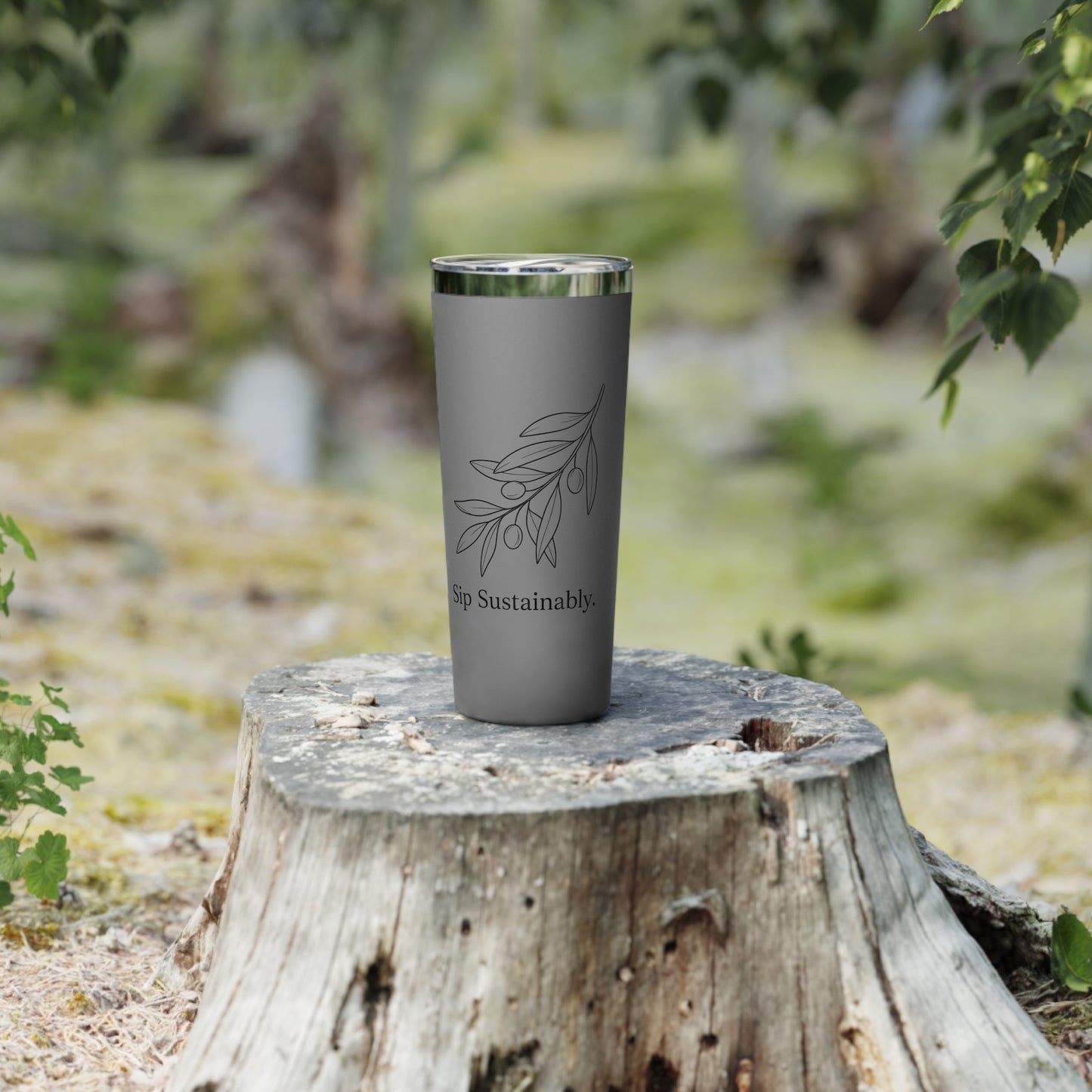 Eco Olive Branch 22oz Insulated Tumbler — "Sip Sustainably"