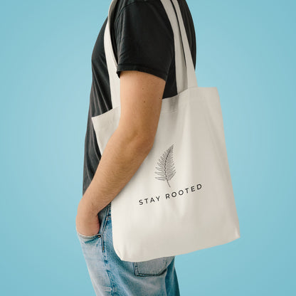 Stay Rooted Tote Bag — Minimal Fern Design Cotton Grocery & Market Bag