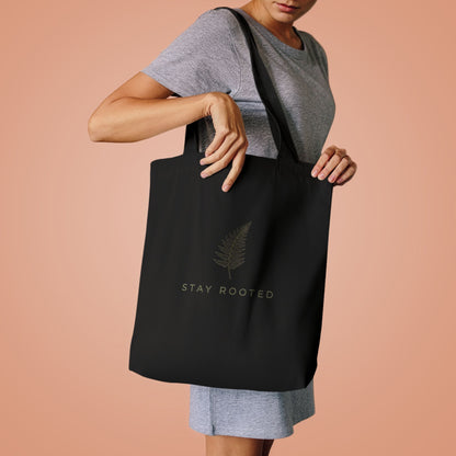 Stay Rooted Tote Bag — Minimal Fern Design Cotton Grocery & Market Bag