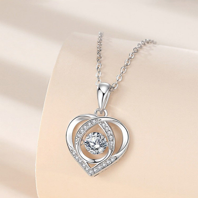 Beating Heart-shaped Luxury Love Rhinestones Necklace