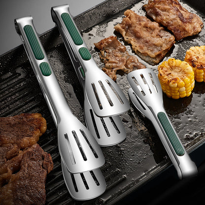Stainless Steel Grill Tongs For Cooking BBQ Non-Slip Salad