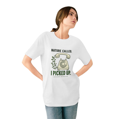 Nature Called T‑Shirt — “I Picked Up” Vintage Phone Eco Graphic Tee
