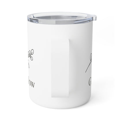 Insulated Coffee Mug — "Grow Slow" Minimal Botanical 10oz Travel Tumbler