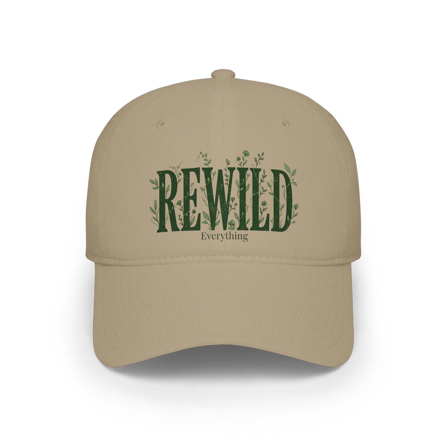 Rewild Everything Khaki Baseball Cap — Outdoor Nature, Conservation Hat