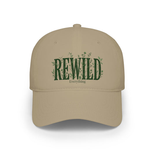 Rewild Everything Khaki Baseball Cap — Outdoor Nature, Conservation Hat