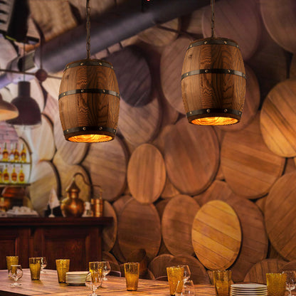 Creative Personality Wine Barrel Wooden Chandeliers Lights