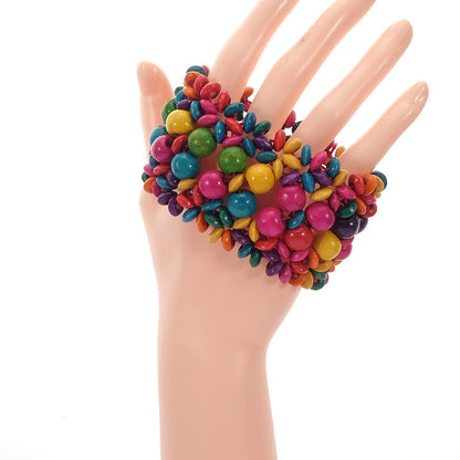 Woven Multilayer Hollow Wooden Bead Bracelet