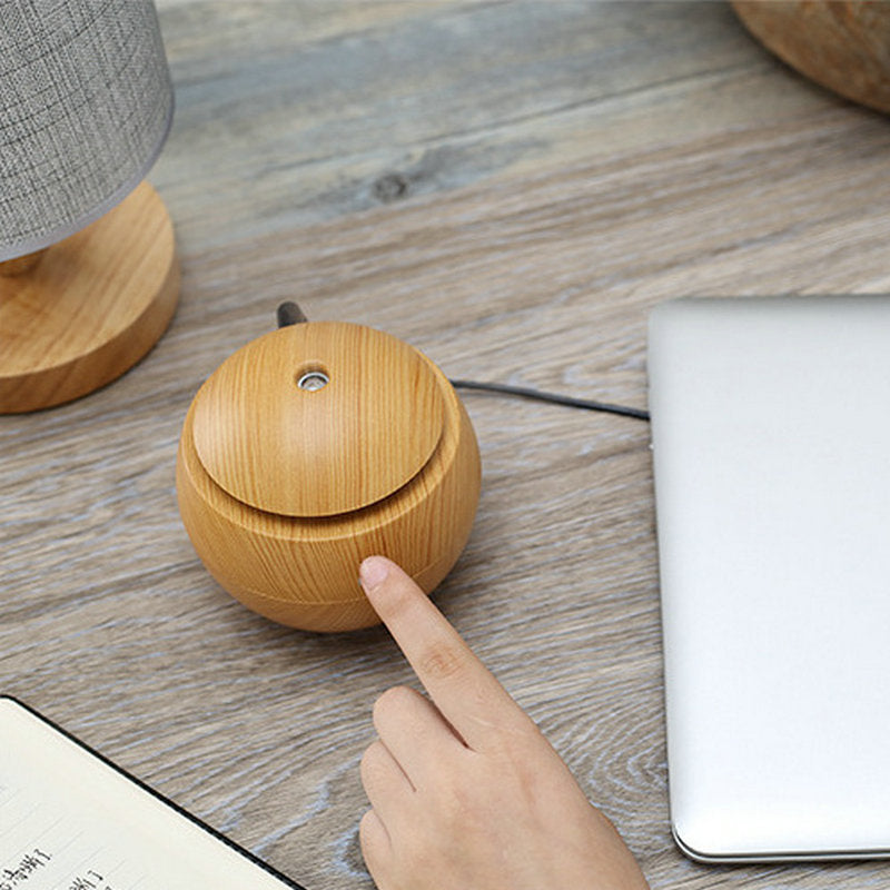 Wood Grain Colorful Lamp Mushroom Humidifier