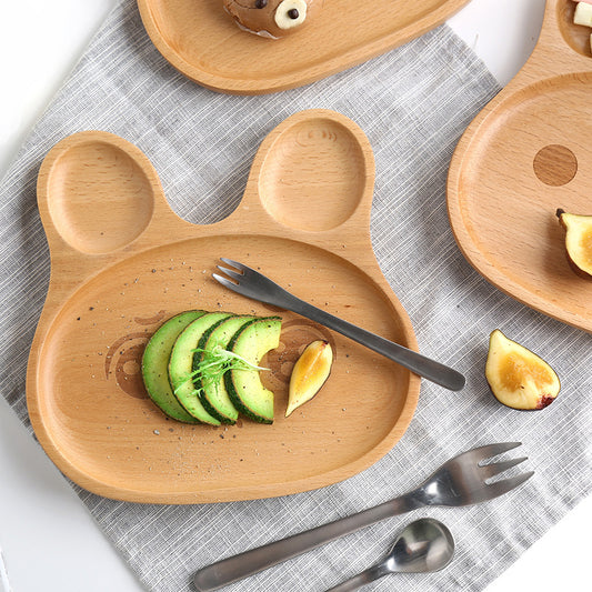 Creative Tableware Beech Cartoon Rabbit Wooden Meal Plate