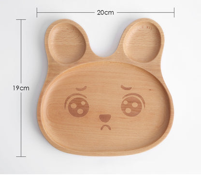 Creative Tableware Beech Cartoon Rabbit Wooden Meal Plate