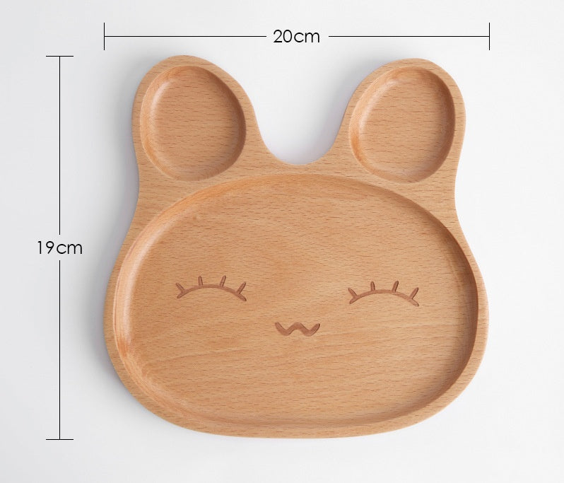 Creative Tableware Beech Cartoon Rabbit Wooden Meal Plate