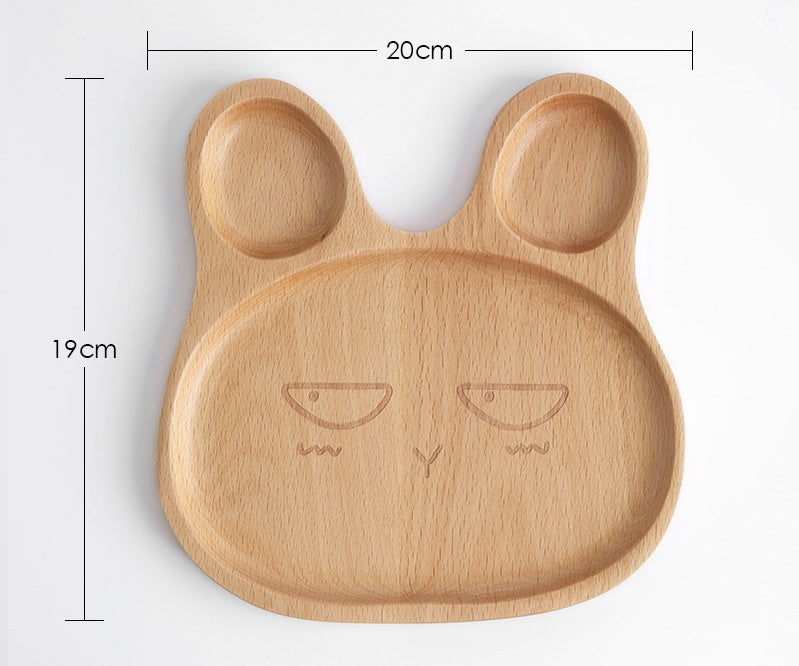Creative Tableware Beech Cartoon Rabbit Wooden Meal Plate