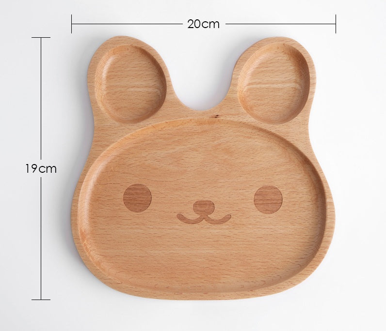 Creative Tableware Beech Cartoon Rabbit Wooden Meal Plate