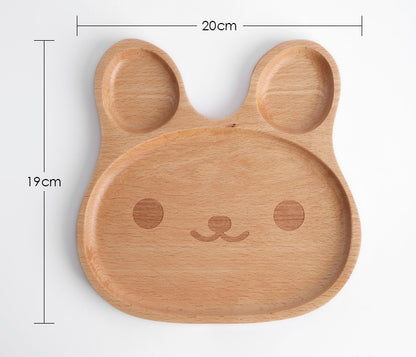 Creative Tableware Beech Cartoon Rabbit Wooden Meal Plate