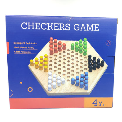 Hexagon Checkers Wooden Puzzle