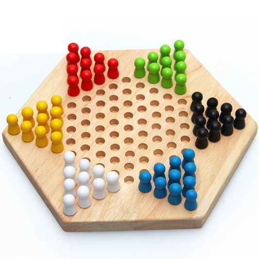 Hexagon Checkers Wooden Puzzle